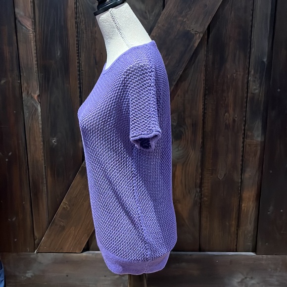 Chico’s purple knit style short sleeve top - Picture 3 of 8